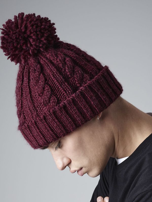 Cable knit melange beanie