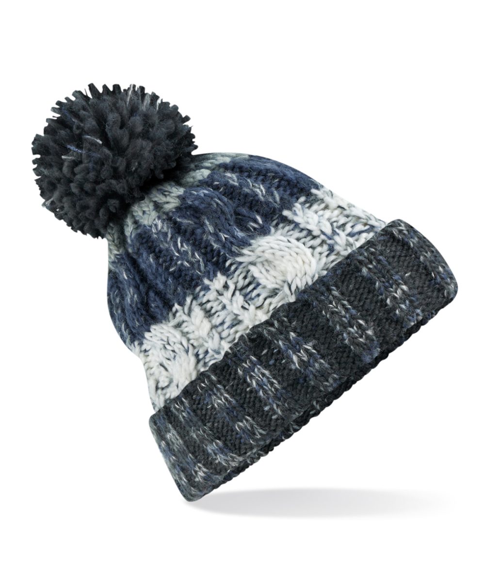 Arctic Dawn Corkscrew pom pom beanie