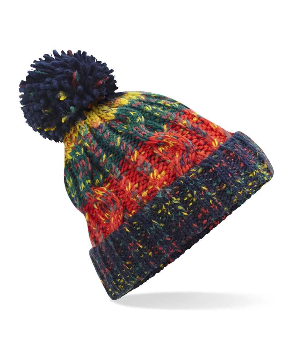 Crackling Campfire Corkscrew pom pom beanie