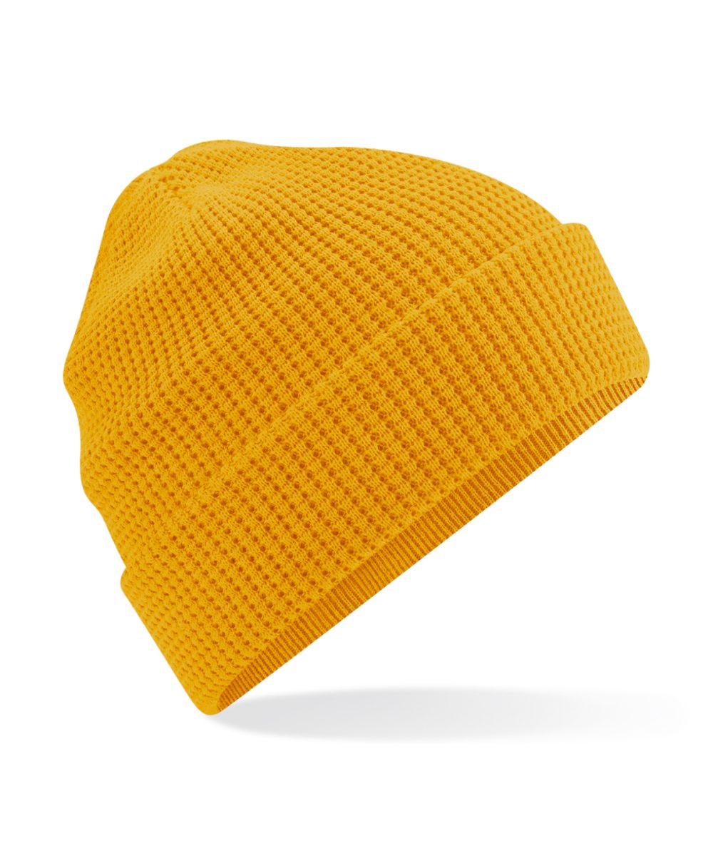 Mustard Organic cotton waffle beanie