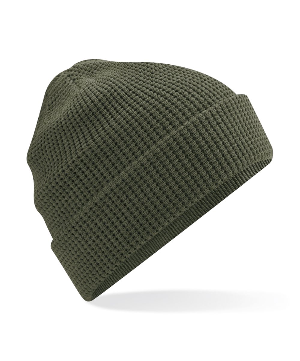 Olive Green Organic cotton waffle beanie