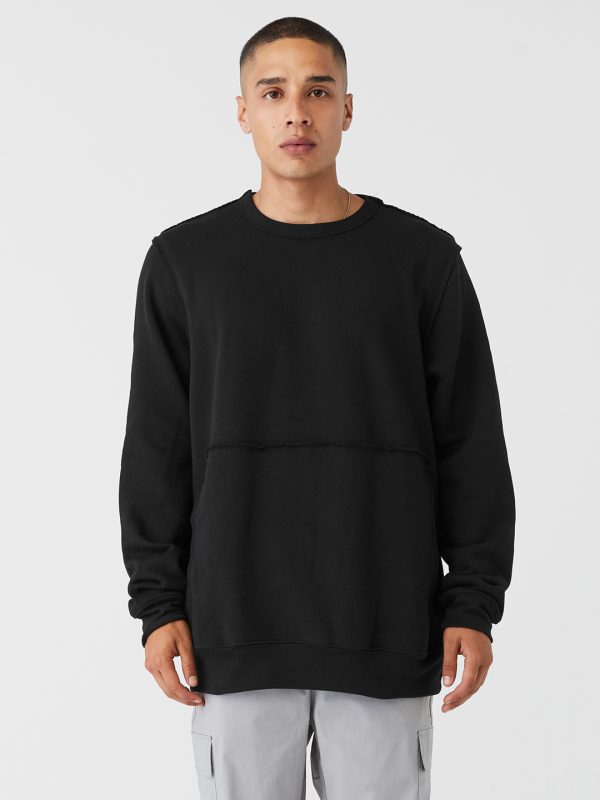 Unisex raw-seam crew pullover