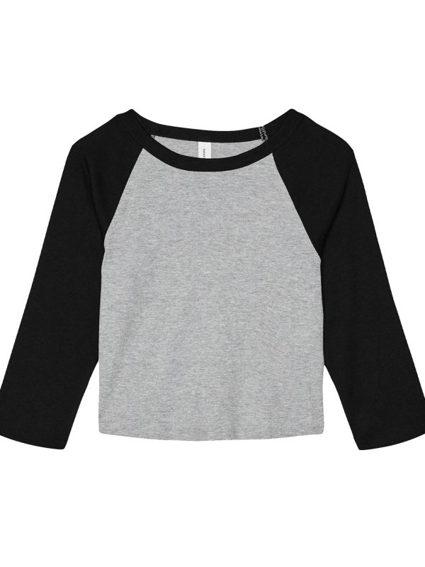 Athletic Heather/Black Women’s micro rib 3/4 raglan baby t-shirt