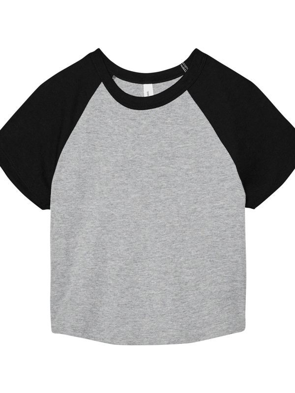 Athletic Heather/Black Women’s micro rib raglan baby t-shirt