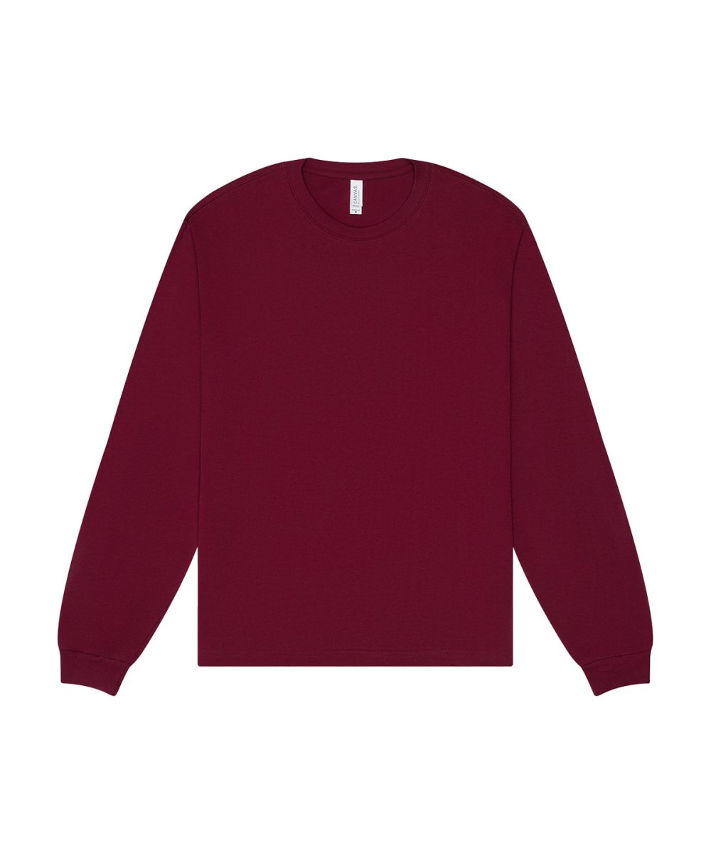 Maroon Unisex heavy boxy long sleeve tee