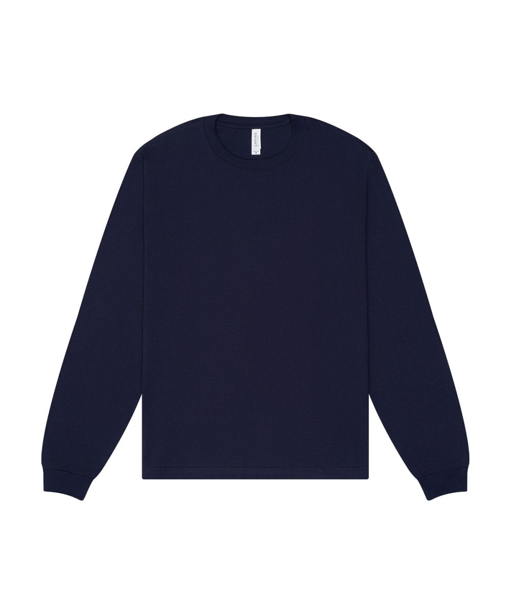 Navy Unisex heavy boxy long sleeve tee