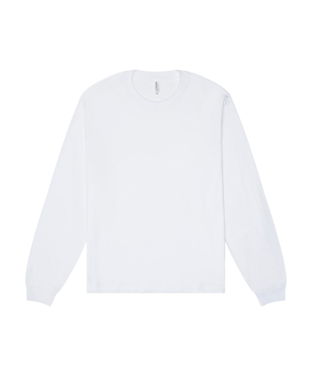 White Unisex heavy boxy long sleeve tee