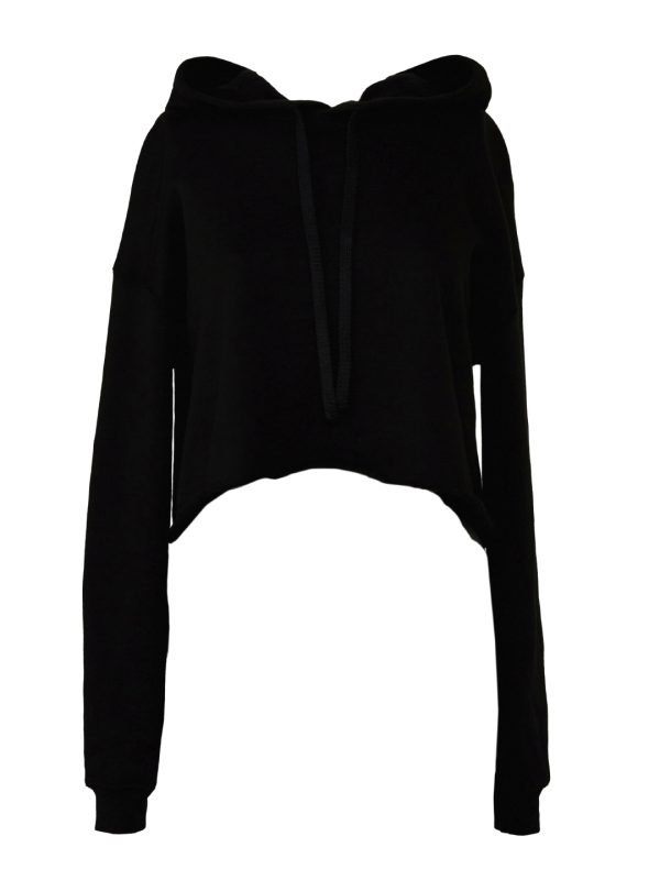 Black Women's cropped fleece hoodie