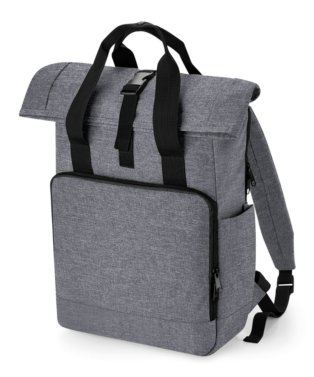 Grey Marl Recycled twin handle roll-top laptop backpack