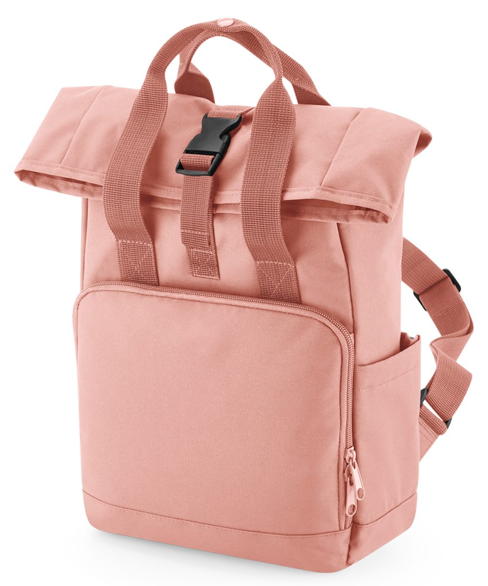 Blush Pink Recycled mini twin handle roll-top backpack