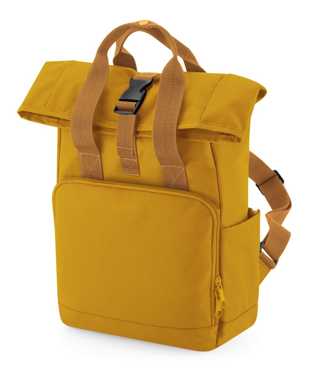 Mustard Recycled mini twin handle roll-top backpack