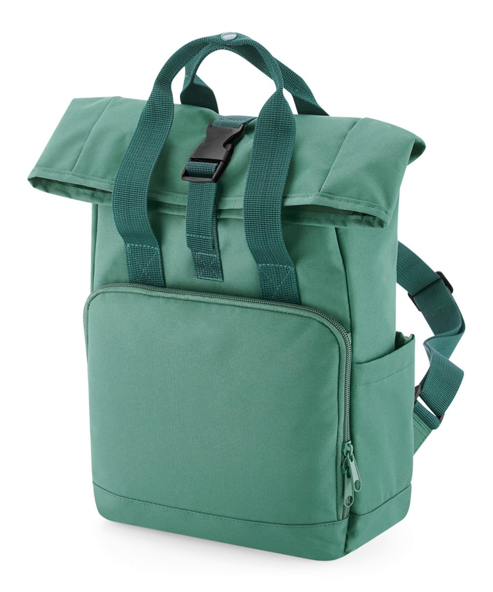 Sage Green Recycled mini twin handle roll-top backpack