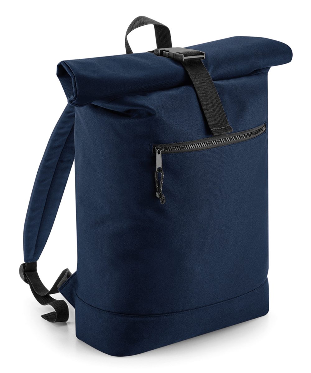 Navy Recycled rolled-top backpack