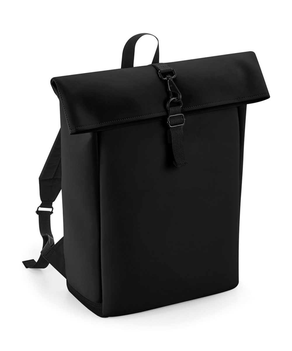 Black Matte PU rolltop backpack