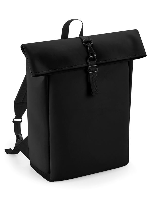 Black Matte PU rolltop backpack