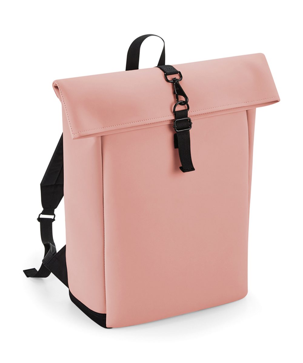 Nude Pink Matte PU rolltop backpack