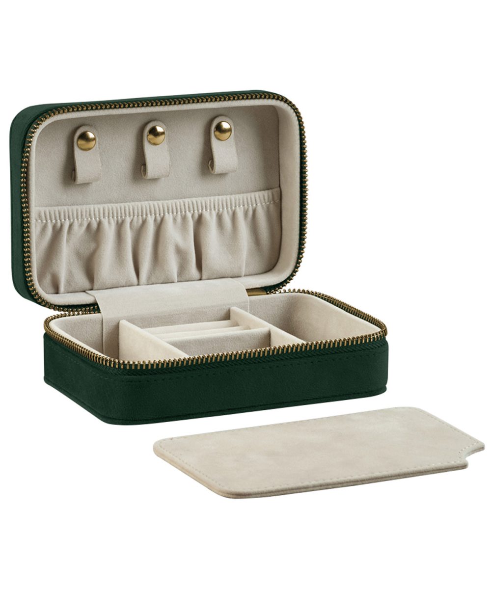 Dark Emerald Velvet travel jewellery box