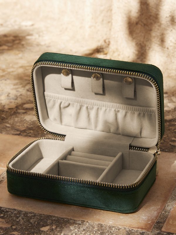 Velvet travel jewellery box