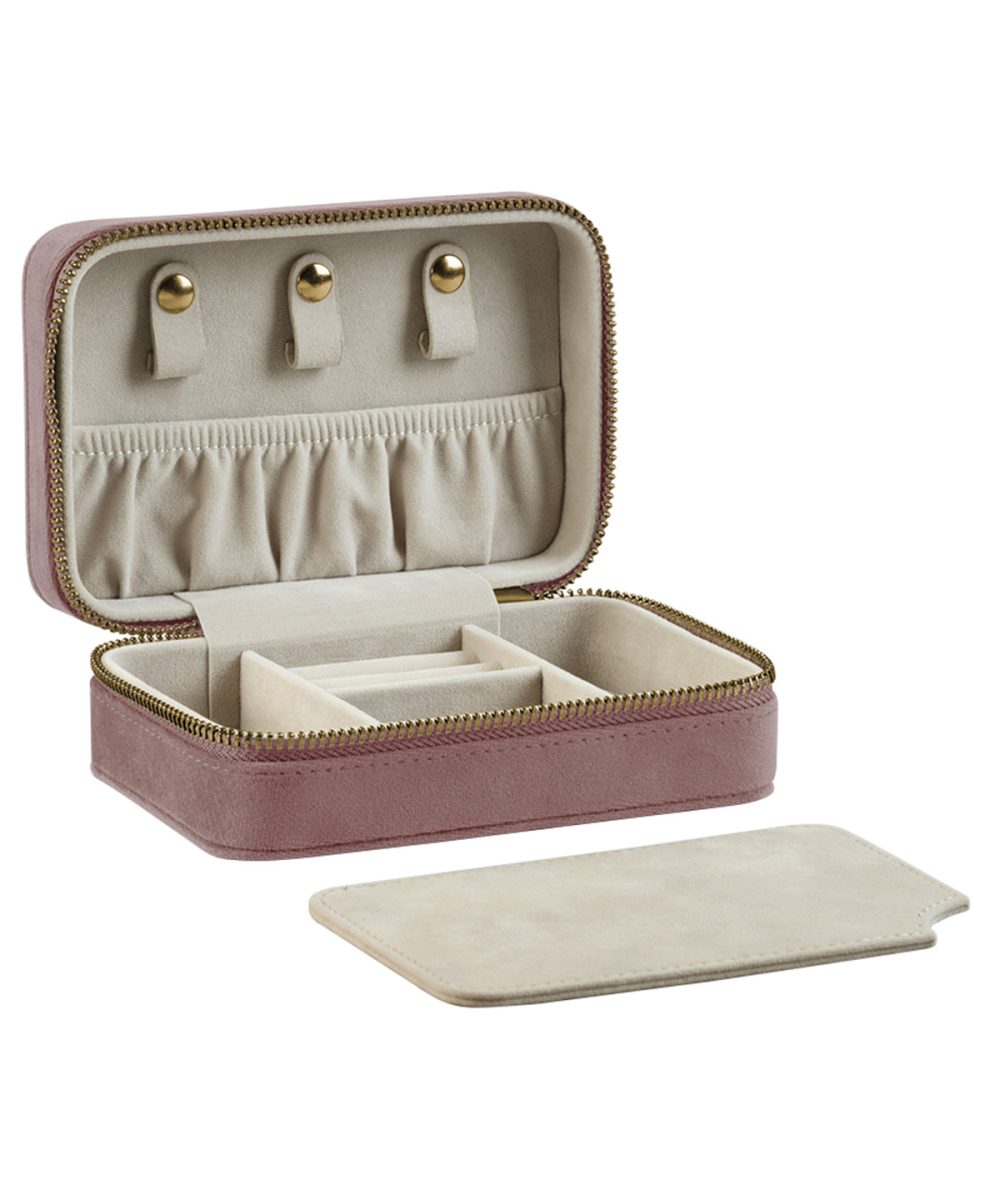 Rose Quartz Velvet travel jewellery box