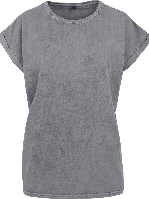 Asphalt Women's acid washed extended shoulder tee