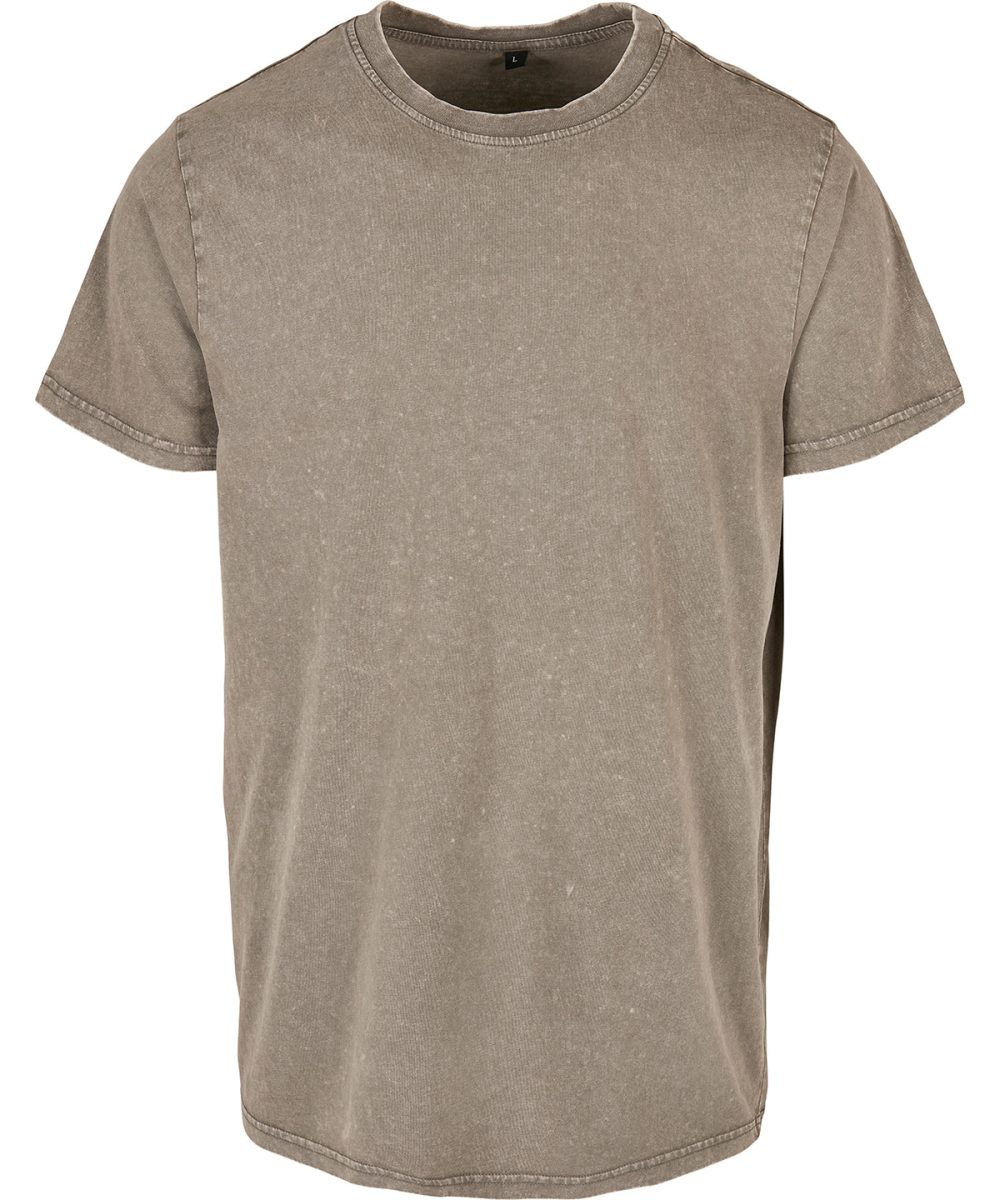 Dark Khaki Acid washed round neck tee