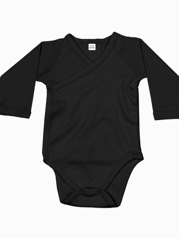 Black Baby long sleeve kimono bodysuit