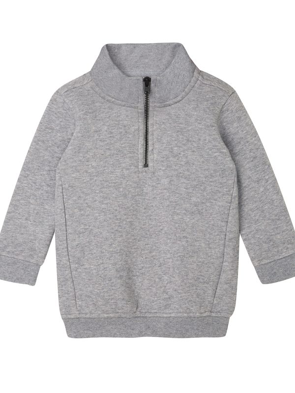 Heather Grey Melange Baby ¼-zip sweatshirt