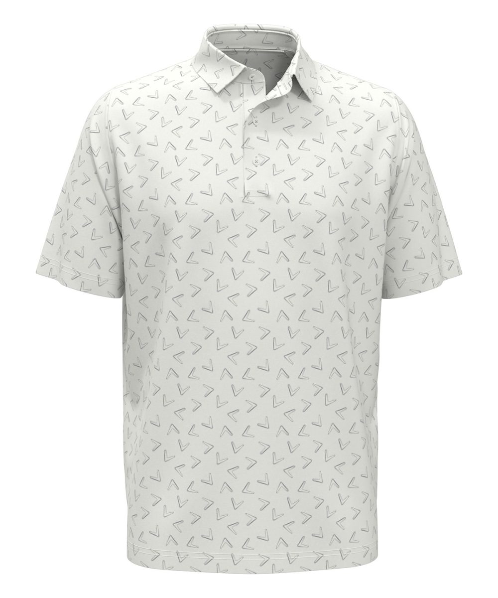 Bright White All-over large chev printed polo