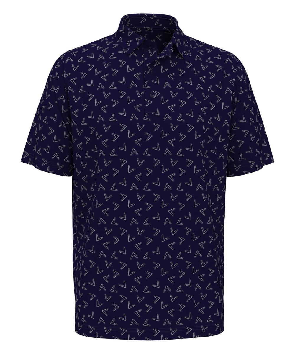 Peacoat All-over large chev printed polo