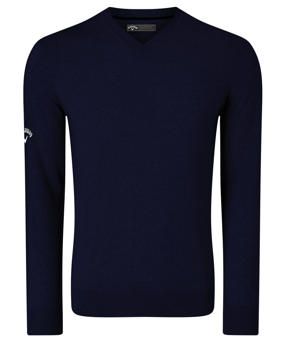 Dark Navy (Peacoat Navy) Ribbed v-neck Merino sweater