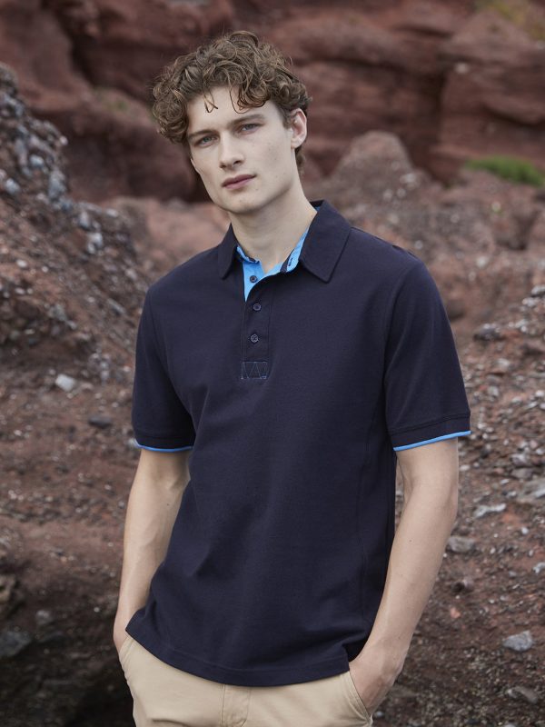 Contrast piqué polo shirt