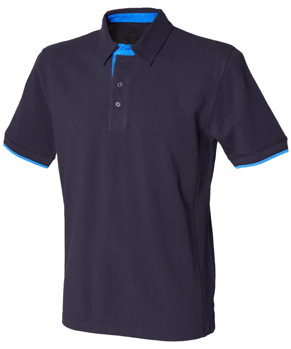 Navy/Marine Contrast piqué polo shirt