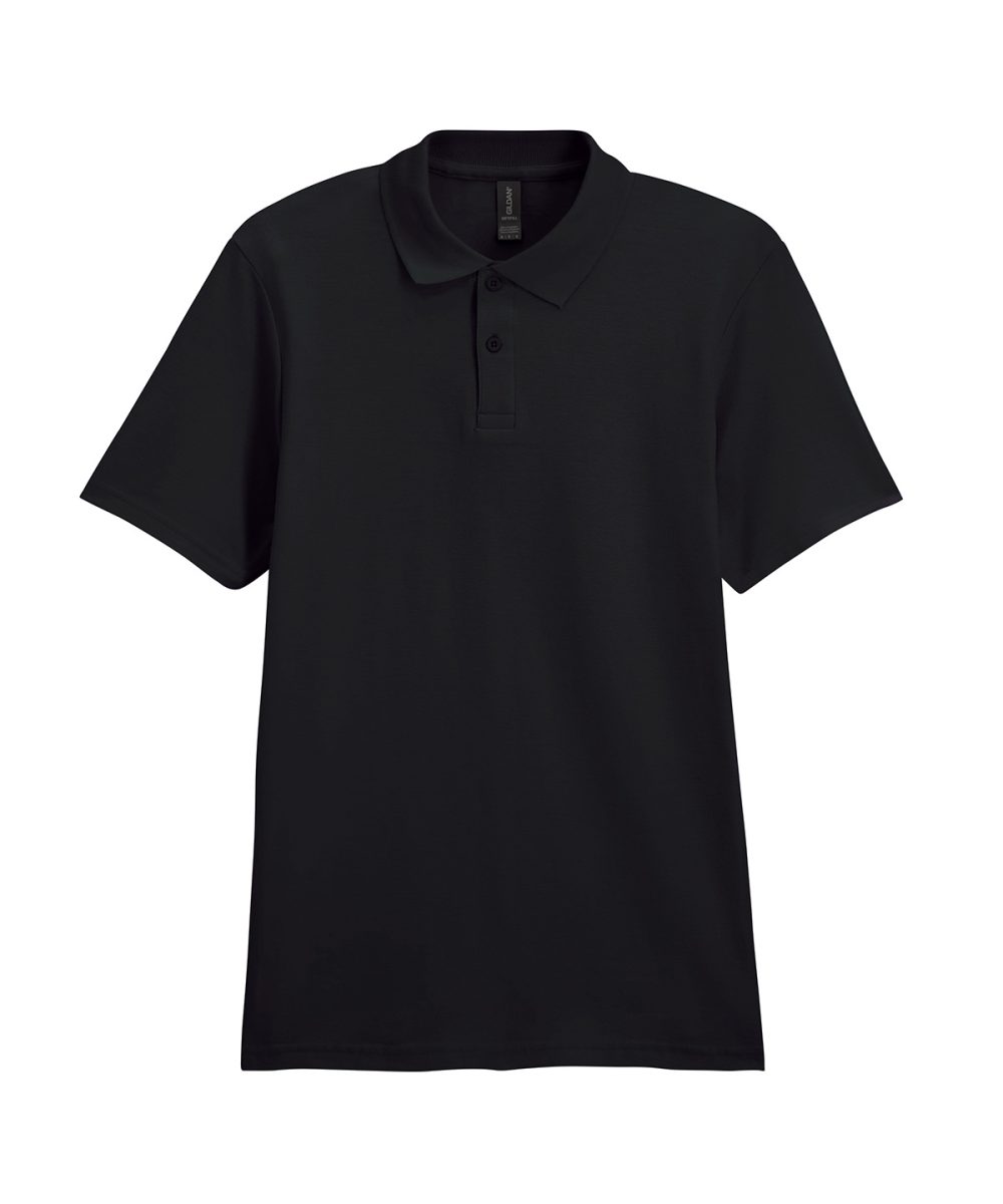 Black Softstyle™ adult double piqué polo
