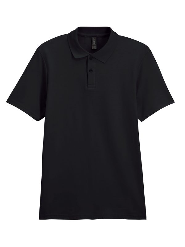 Black Softstyle™ adult double piqué polo