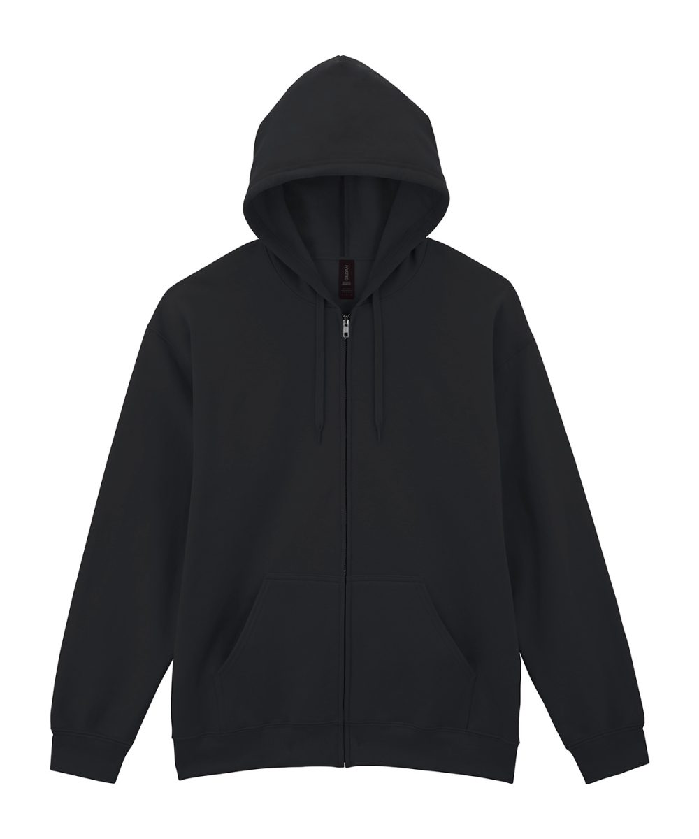 Black Softstyle™ midweight fleece adult full-zip hooded sweatshirt