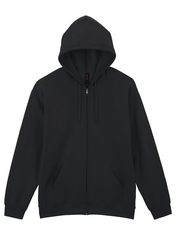 Black Softstyle™ midweight fleece adult full-zip hooded sweatshirt