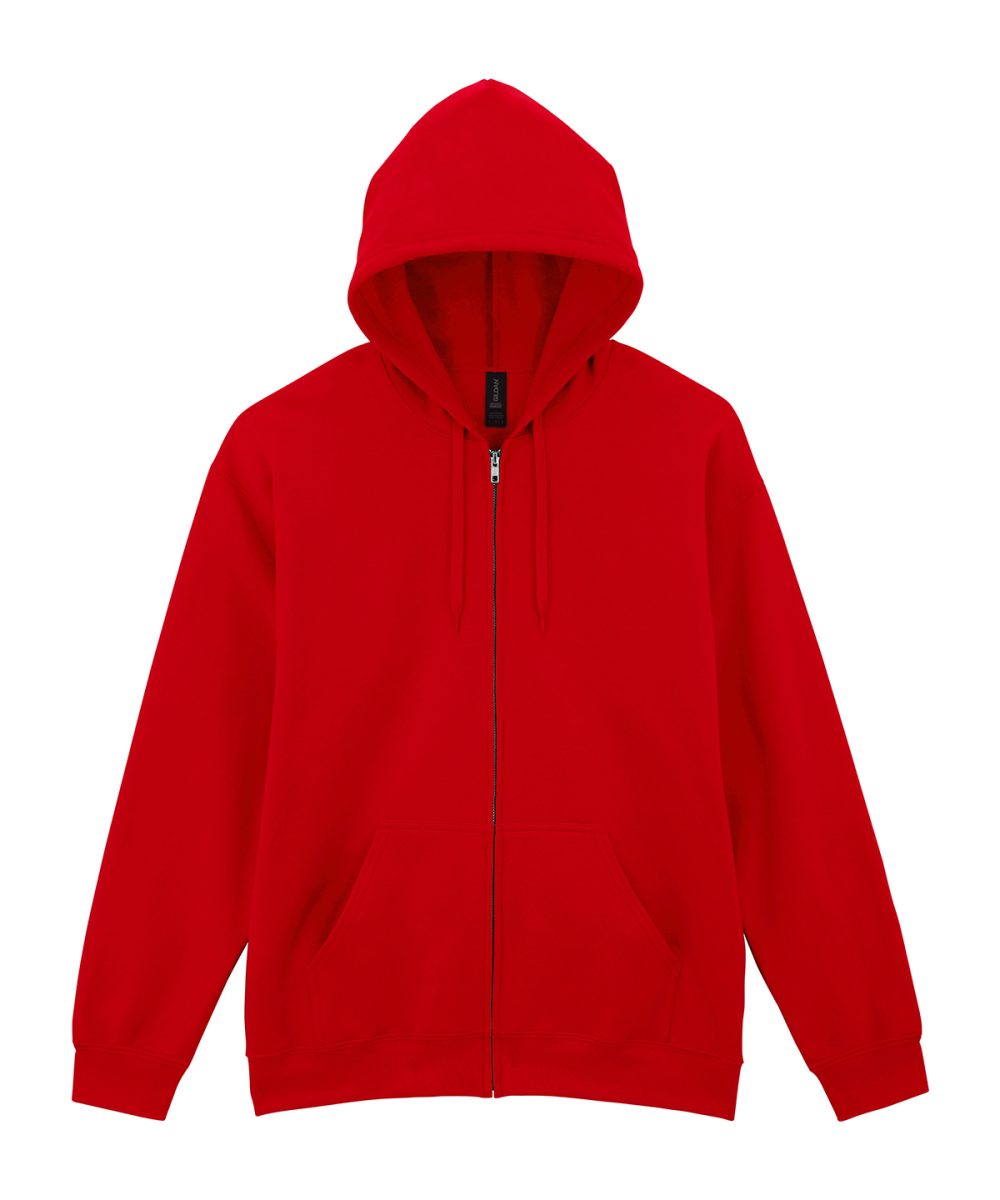 Red Softstyle™ midweight fleece adult full-zip hooded sweatshirt