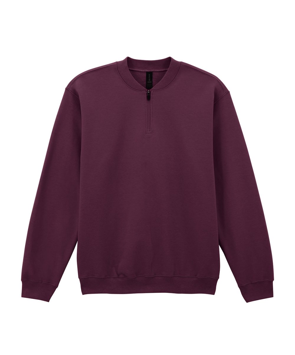 Maroon Softstyle™ midweight adult fleece 1/4-zip sweatshirt