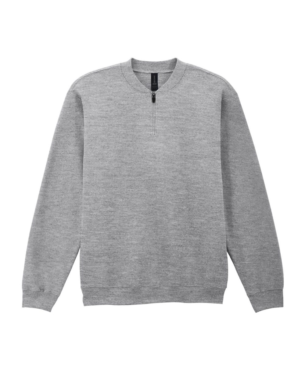 Ringspun Sport Grey Softstyle™ midweight adult fleece 1/4-zip sweatshirt