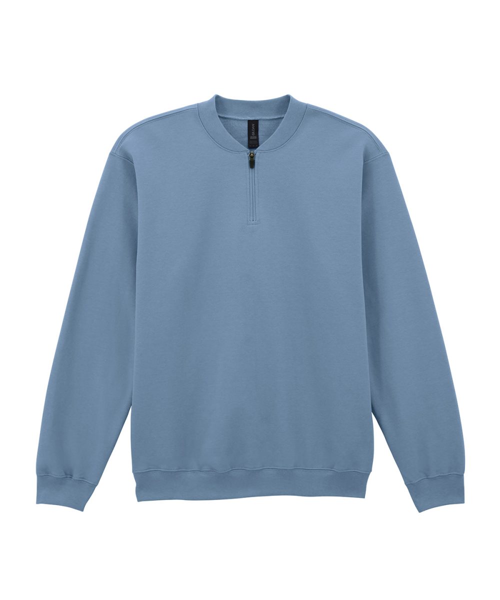 Stone Blue Softstyle™ midweight adult fleece 1/4-zip sweatshirt