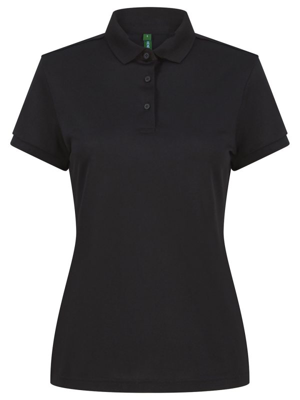 Black Women’s recycled polyester polo shirt