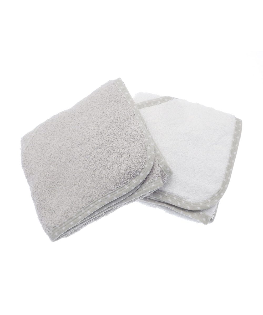 White/Grey Baby hooded towel (2-pack)