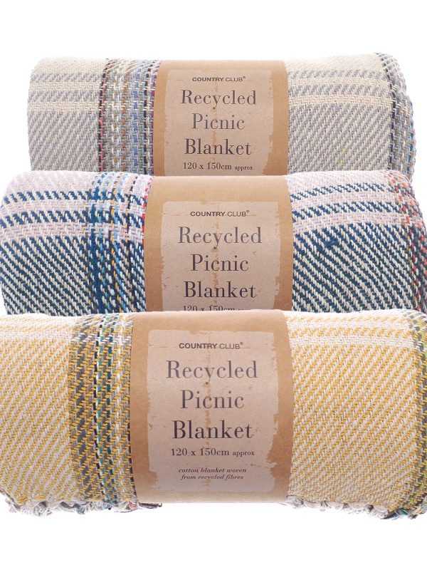 Mixed Fabric Colour Recycled picnic blanket