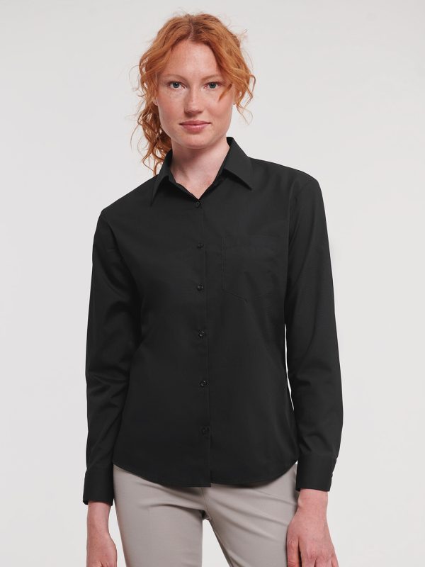 Women's long sleeve polycotton easycare poplin shirt