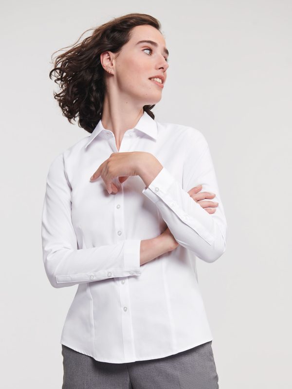 Women's long sleeve herringbone shirt