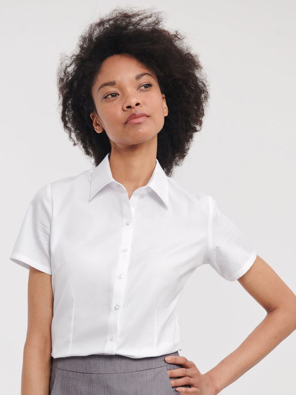 Women's short sleeve herringbone shirt