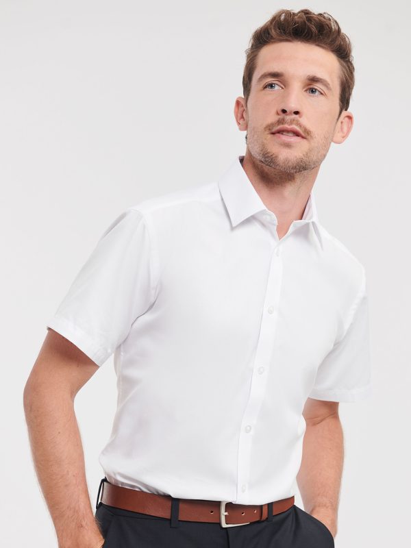 Short sleeve herringbone shirt