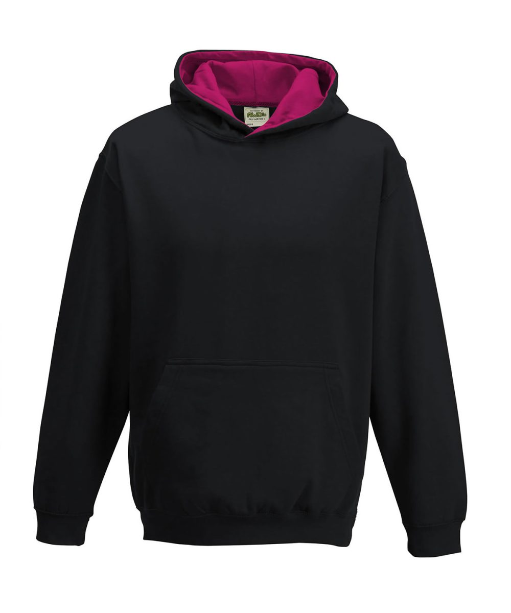 Jet Black/Hot Pink Kids varsity hoodie