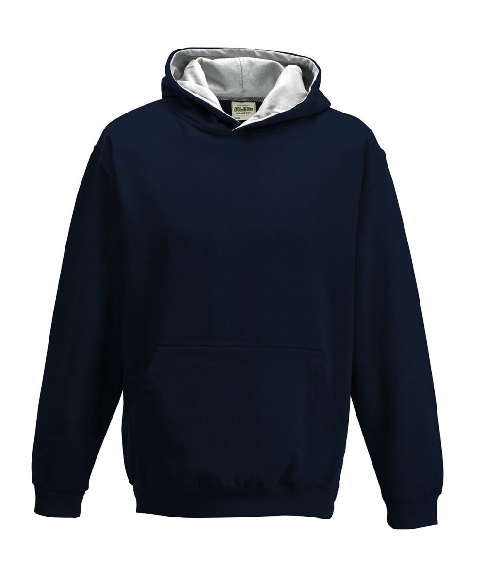 New French Navy/Heather Grey Kids varsity hoodie