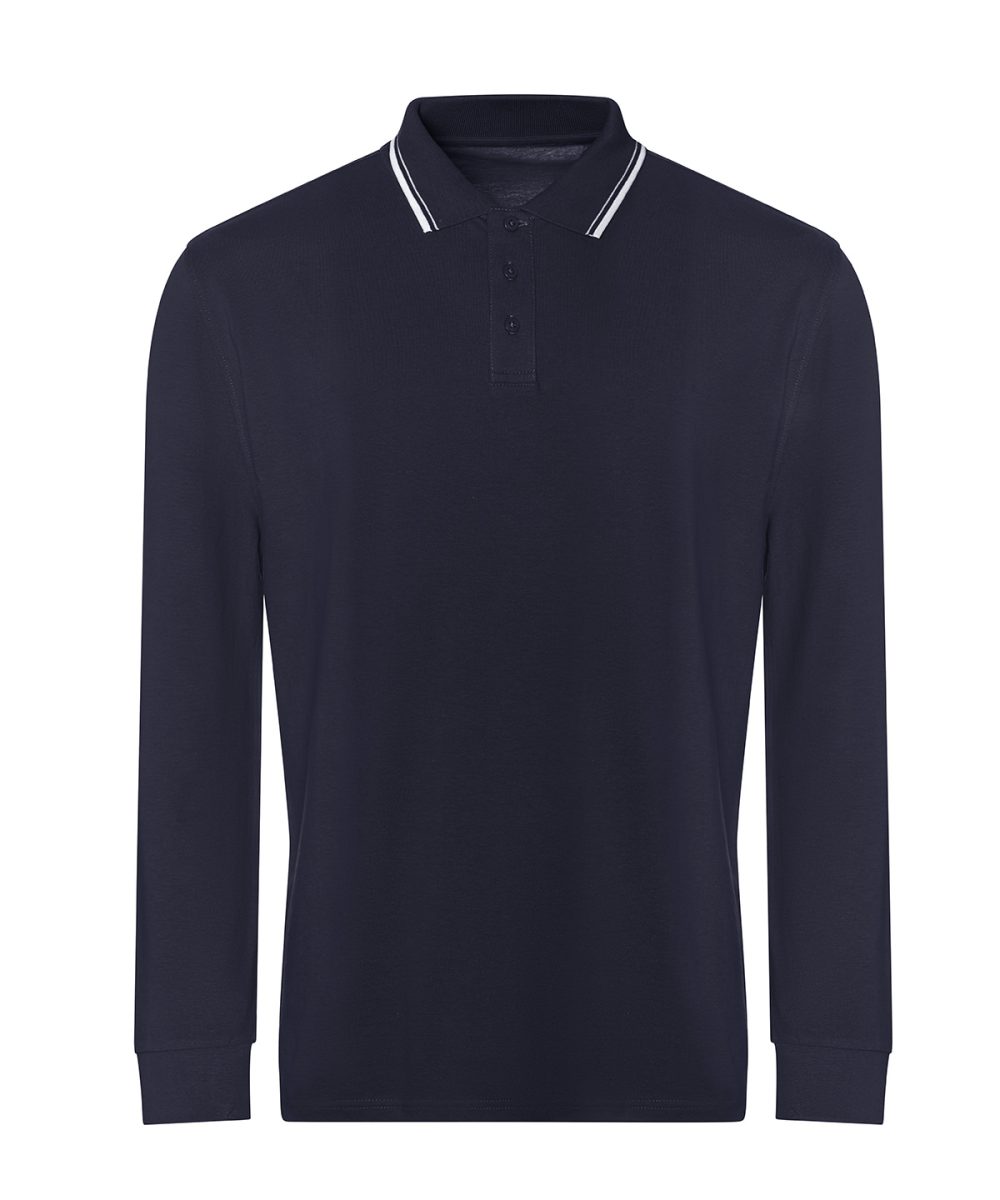 Oxford Navy/White Long sleeve tipped 100 polo